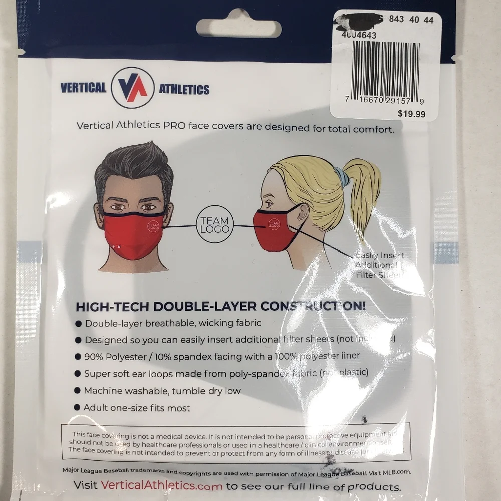 NWT Unisex Cleveland Indians Vertical Athletics Pro Face Covering